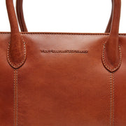 Styled Fit Perspective of Pergamino Full-Grain Leather Handbag Naisille on Model - Natural Daylight Drape