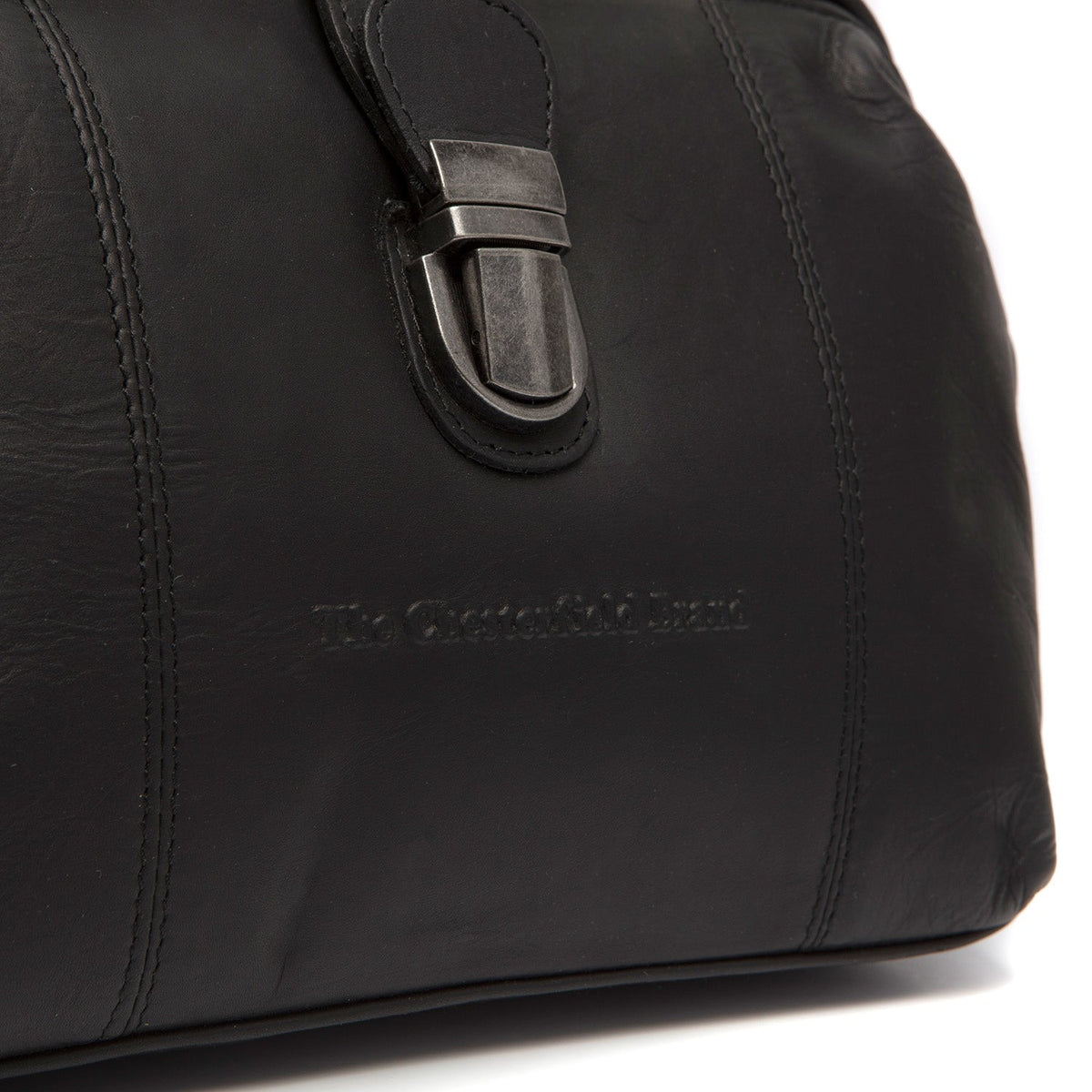 Close-Up Detail of Classic Collar &amp; Heavy-Duty Zipper Hardware on Rachael Full-Grain Leather Handbag Naisille