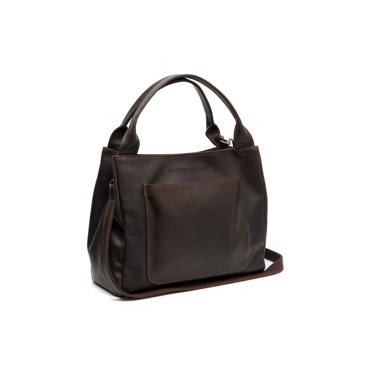 Styled Fit Perspective of Tenara Full-Grain Leather Handbag Naisille on Model - Natural Daylight Drape