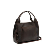 Styled Fit Perspective of Tenara Full-Grain Leather Handbag Naisille on Model - Natural Daylight Drape