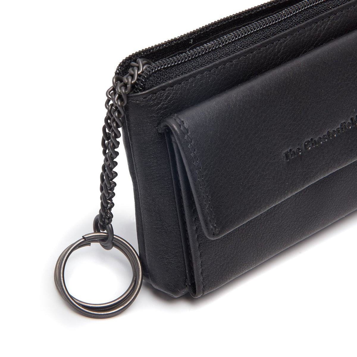Close-Up Detail of Classic Collar &amp; Heavy-Duty Zipper Hardware on Torano Full-Grain Leather Key Case Naisille