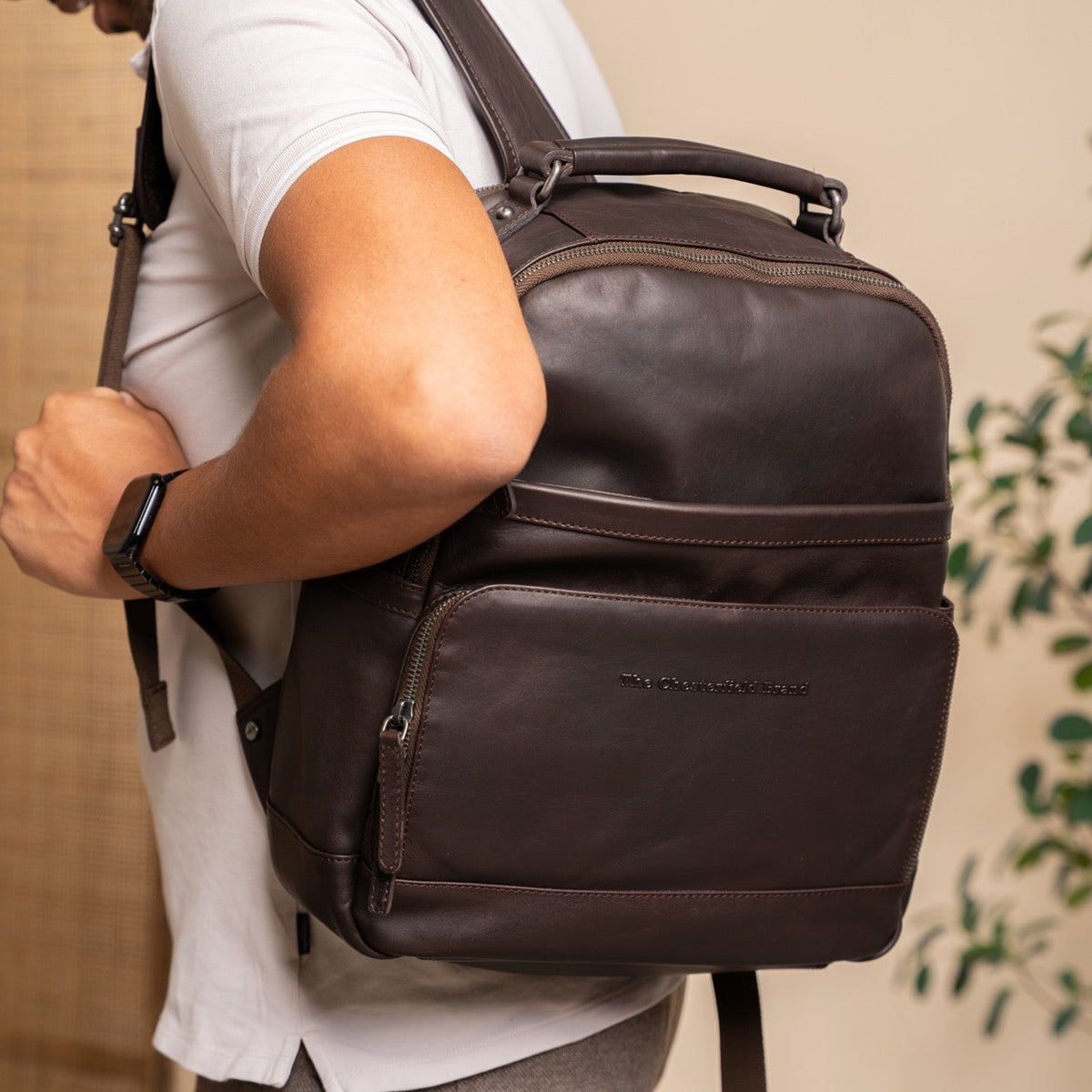 Austin Full-Grain Leather Laptop Backpack Naisille – alternate product view 2