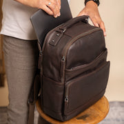 Austin Full-Grain Leather Laptop Backpack Naisille – alternate product view 3