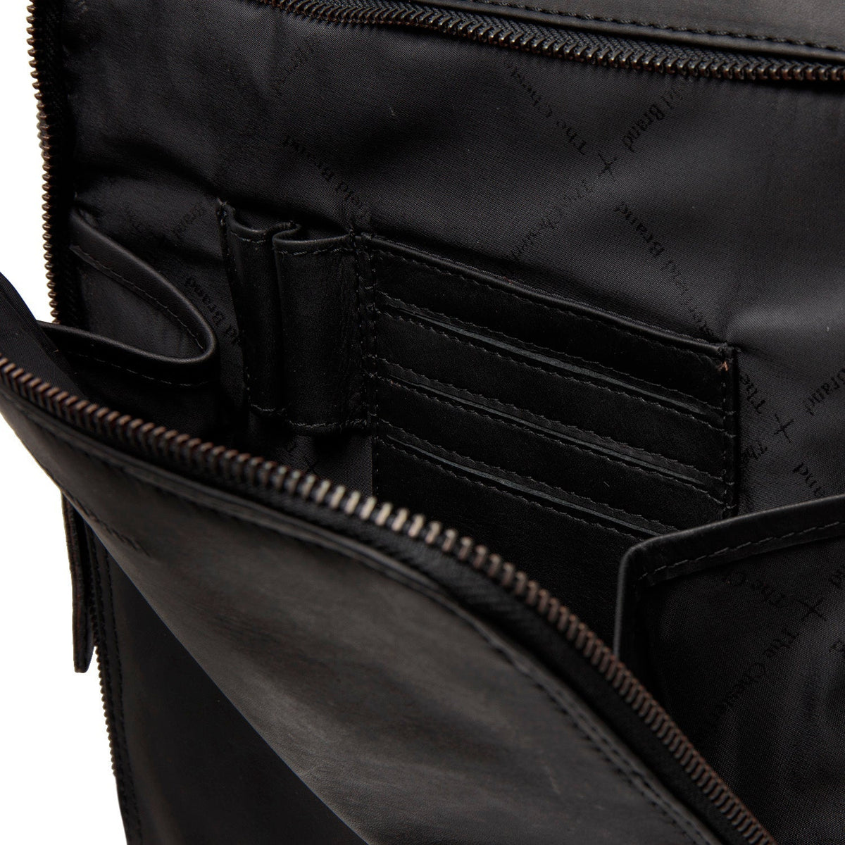 Solid Antique Brass Hardware &amp; Heavy-Duty Dual Zipper Detail on Jasper Full-Grain Leather Laptop Backpack Naisille