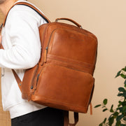 Lennox Full-Grain Leather Laptop Backpack Naisille – alternate product view 2