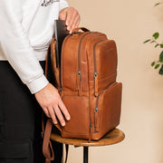 Lennox Full-Grain Leather Laptop Backpack Naisille – alternate product view 3