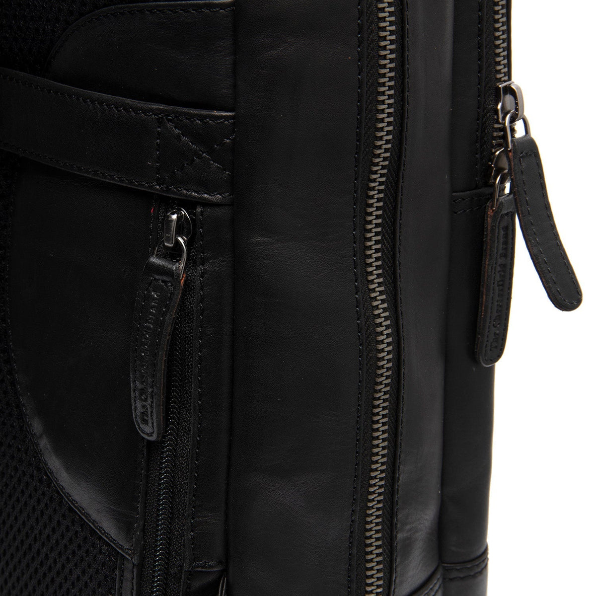 Solid Antique Brass Hardware &amp; Heavy-Duty Dual Zipper Detail on Nicola Full-Grain Leather Laptop Backpack Naisille