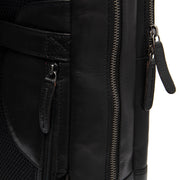Solid Antique Brass Hardware &amp; Heavy-Duty Dual Zipper Detail on Nicola Full-Grain Leather Laptop Backpack Naisille