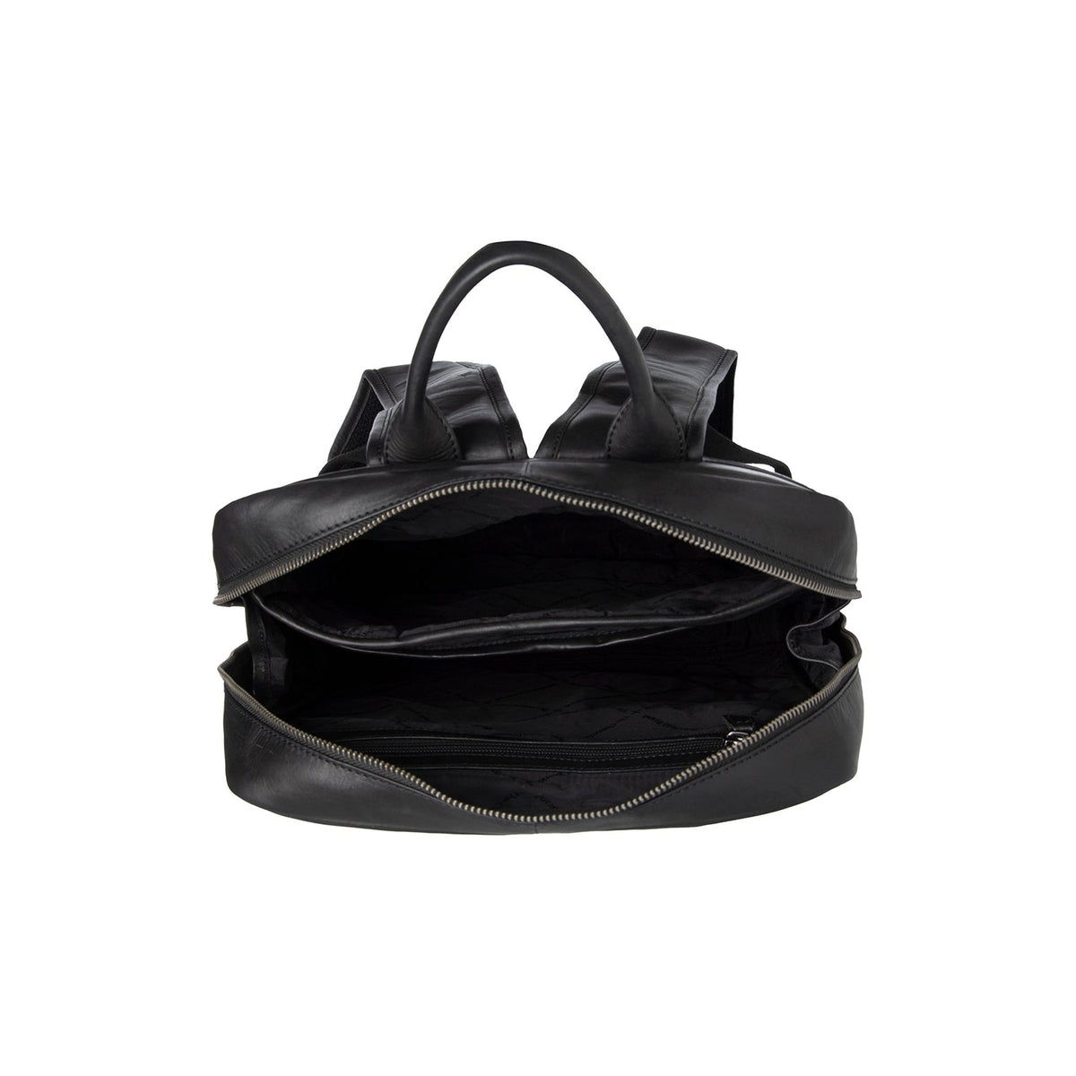 Nicola Full-Grain Leather Laptop Backpack Naisille - Structured Side Profile Showing Gusset Depth &amp; Expansion Capacity