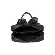 Nicola Full-Grain Leather Laptop Backpack Naisille - Structured Side Profile Showing Gusset Depth &amp; Expansion Capacity