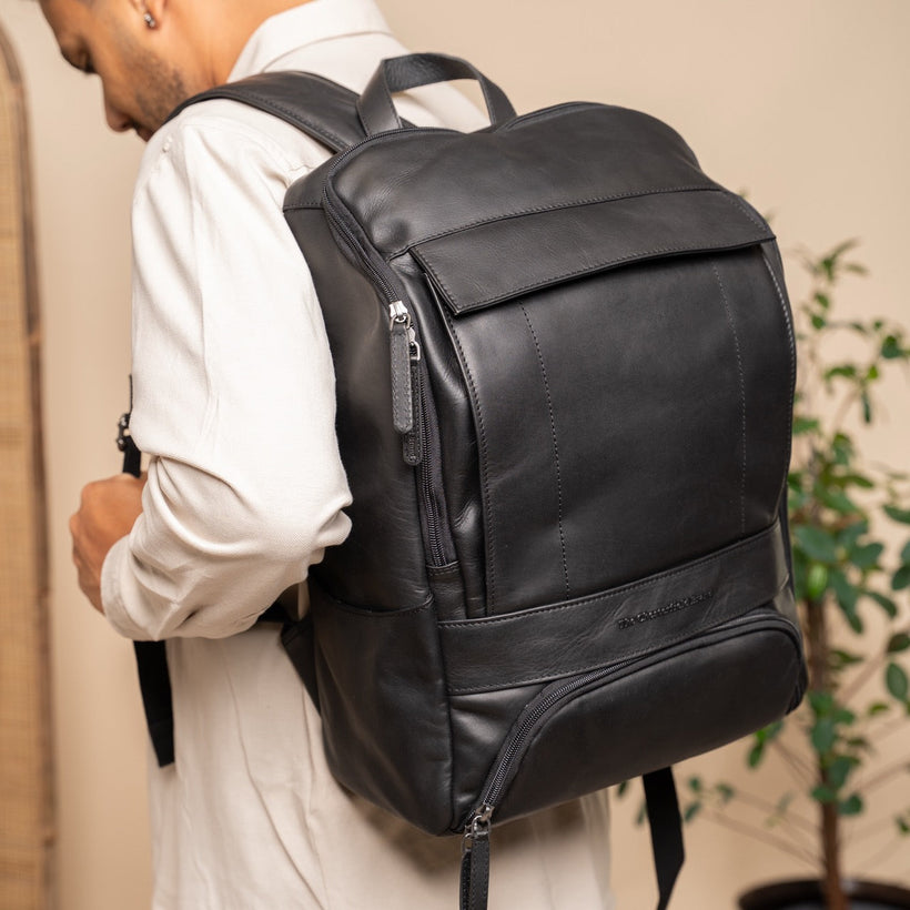 Rich Full-Grain Leather Laptop Backpack Miehille