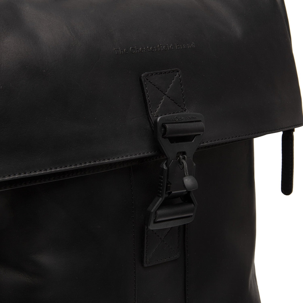 Solid Antique Brass Hardware &amp; Heavy-Duty Dual Zipper Detail on Savona Full-Grain Leather Laptop Backpack Naisille
