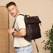 Savona Full-Grain Leather Laptop Backpack Naisille – alternate product view 2