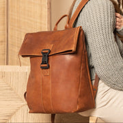 Savona Full-Grain Leather Laptop Backpack Naisille – alternate product view 2