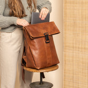 Savona Full-Grain Leather Laptop Backpack Naisille – alternate product view 3