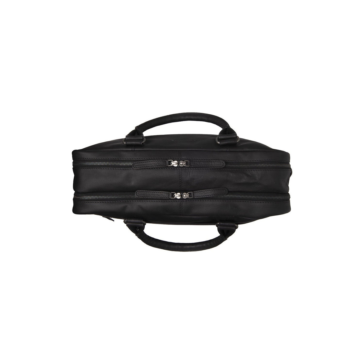 Solid Antique Brass Hardware &amp; Heavy-Duty Dual Zipper Detail on Boston Full-Grain Leather Laptop Bag Miehille