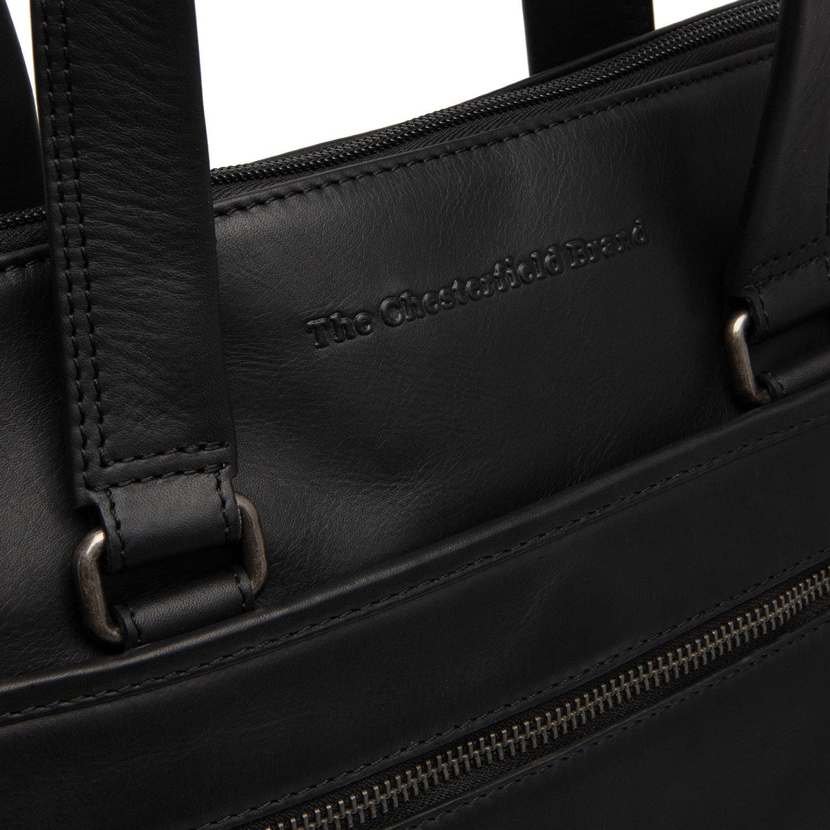 Elvas Full-Grain Leather Laptop Bag Naisille - Structured Side Profile Showing Gusset Depth &amp; Expansion Capacity