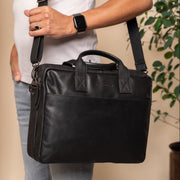 
Classic 100% Full-Grain leather Briefcase - Takanäkymä vahvistetuilla nahkahihnoilla