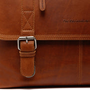 Solid Antique Brass Hardware &amp; Heavy-Duty Dual Zipper Detail on Imperia Full-Grain Leather Laptop Bag Miehille