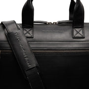 Solid Antique Brass Hardware &amp; Heavy-Duty Dual Zipper Detail on Levanto Full-Grain Leather Laptop Bag Naisille