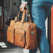Misha Full-Grain Leather Laptop Bag Naisille – alternate product view 2
