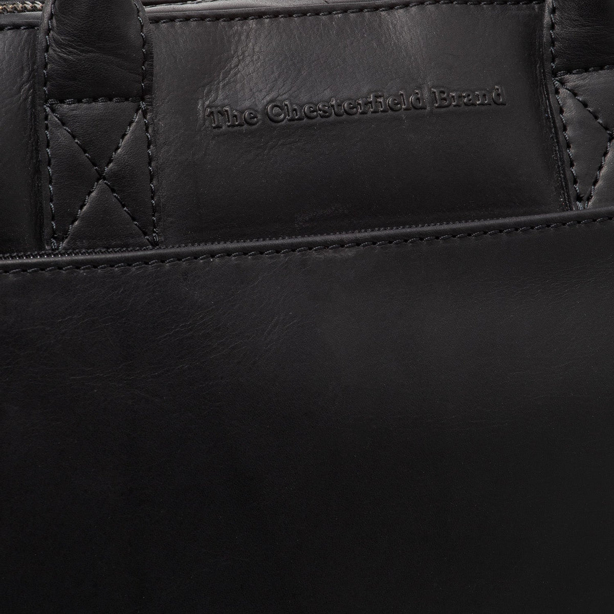 Solid Antique Brass Hardware &amp; Heavy-Duty Dual Zipper Detail on Tilbury Full-Grain Leather Laptop Bag Naisille