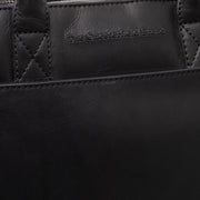 Solid Antique Brass Hardware &amp; Heavy-Duty Dual Zipper Detail on Tilbury Full-Grain Leather Laptop Bag Naisille