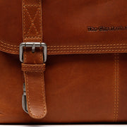 Solid Antique Brass Hardware &amp; Heavy-Duty Dual Zipper Detail on Veneto Full-Grain Leather Laptop Bag Naisille