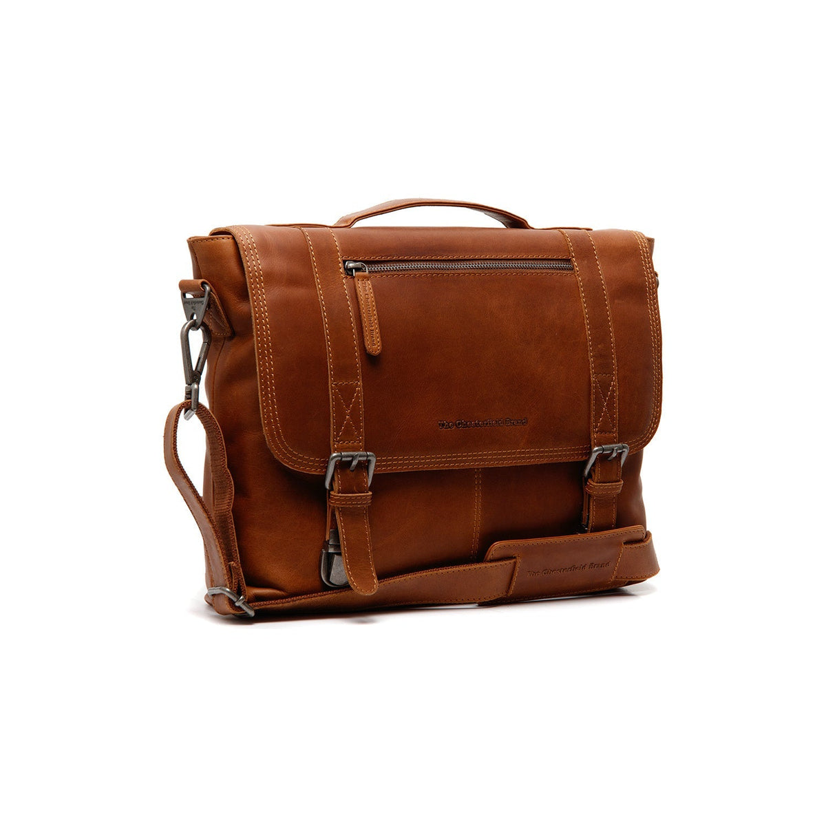 Veneto Full-Grain Leather Laptop Bag Naisille in Classic 100% Full-Grain Leather - Full Exterior Front Profile View | Buy Online