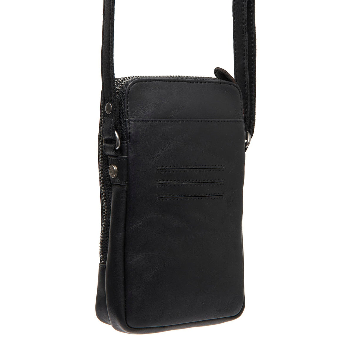 Tailored Rib Cuffs & Hem Craftsmanship Construction Detail on Alesund Full-Grain Leather Phone Bag
