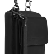 Close-Up Detail of Classic Collar &amp; Heavy-Duty Zipper Hardware on Malaga Full-Grain Leather Phone Bag Naisille