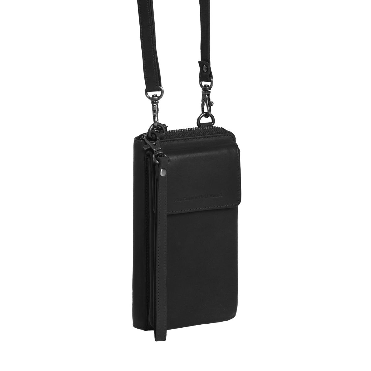 Malaga Full-Grain Leather Phone Bag Naisille in Classic 100% Full-Grain Leather - Front Profile View &amp; Tailored Silhouette | Buy Online