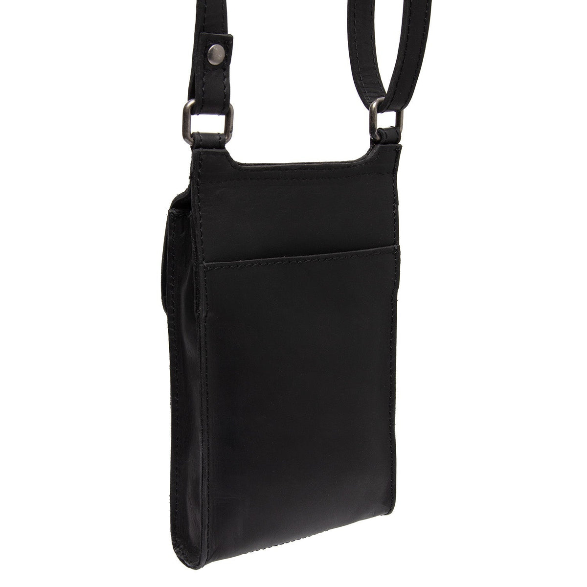 Tailored Rib Cuffs &amp; Hem Craftsmanship Construction Detail on Nebra Full-Grain Leather Phone Bag Naisille