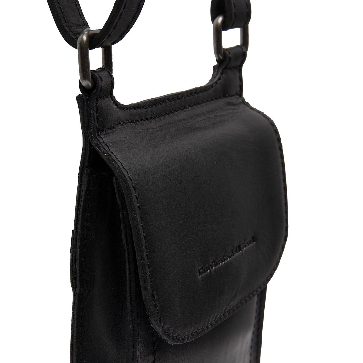 Nebra Full-Grain Leather Phone Bag Naisille - Lateral Side Profile View Showing Sleeve Cut &amp; Athletic Taper Fit