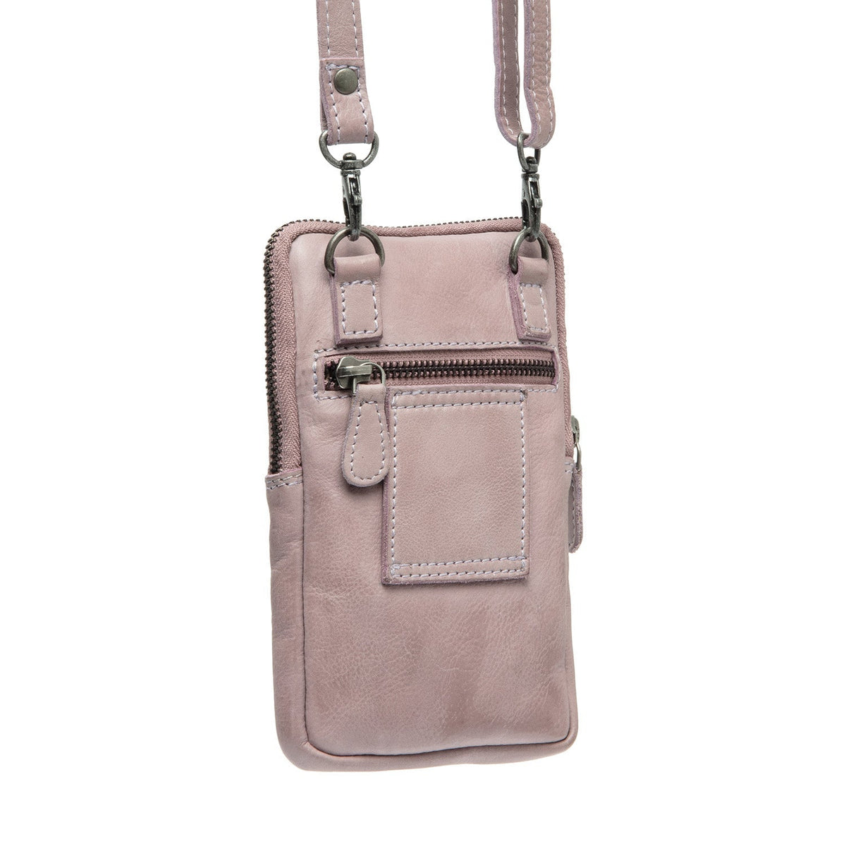 Tailored Rib Cuffs &amp; Hem Craftsmanship Construction Detail on Salta Full-Grain Leather Phone Bag Naisille