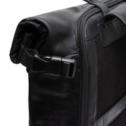 Solid Antique Brass Hardware &amp; Heavy-Duty Dual Zipper Detail on Bornholm Full-Grain Leather Roll-top Backpack Naisille