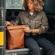 Mazara Full-Grain Leather Roll-top Backpack Naisille – alternate product view 3