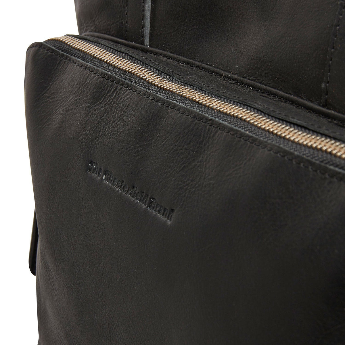 Solid Antique Brass Hardware &amp; Heavy-Duty Dual Zipper Detail on Alicante Full-Grain Leather Shopper Naisille