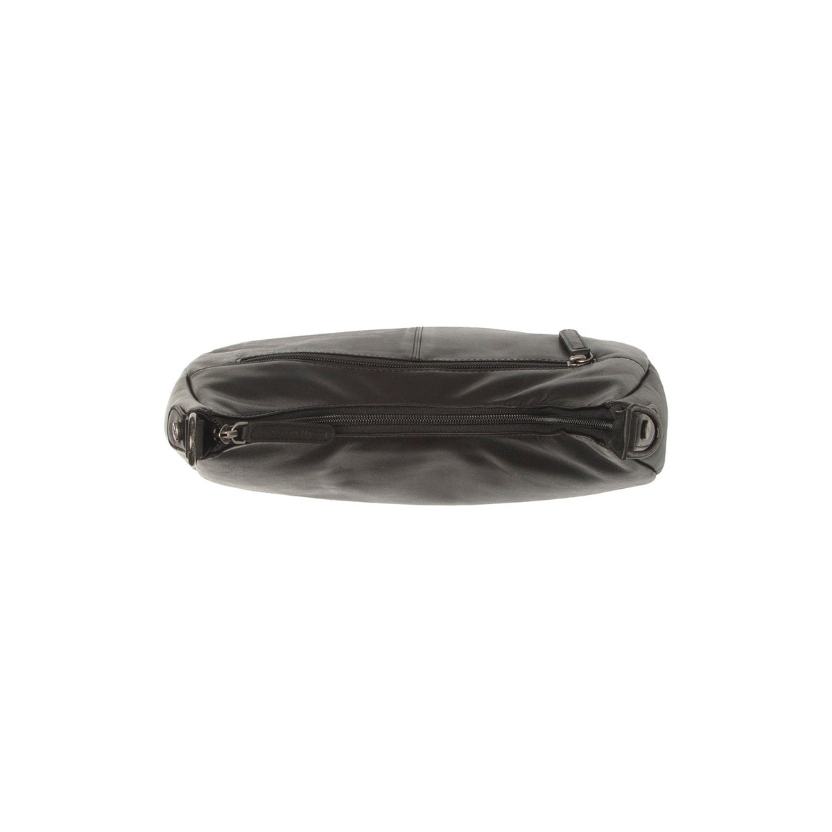 
Solid Antique Brass Hardware & Heavy-Duty Dual Zipper Detail on Alexandria Nahkainen olkalaukku
