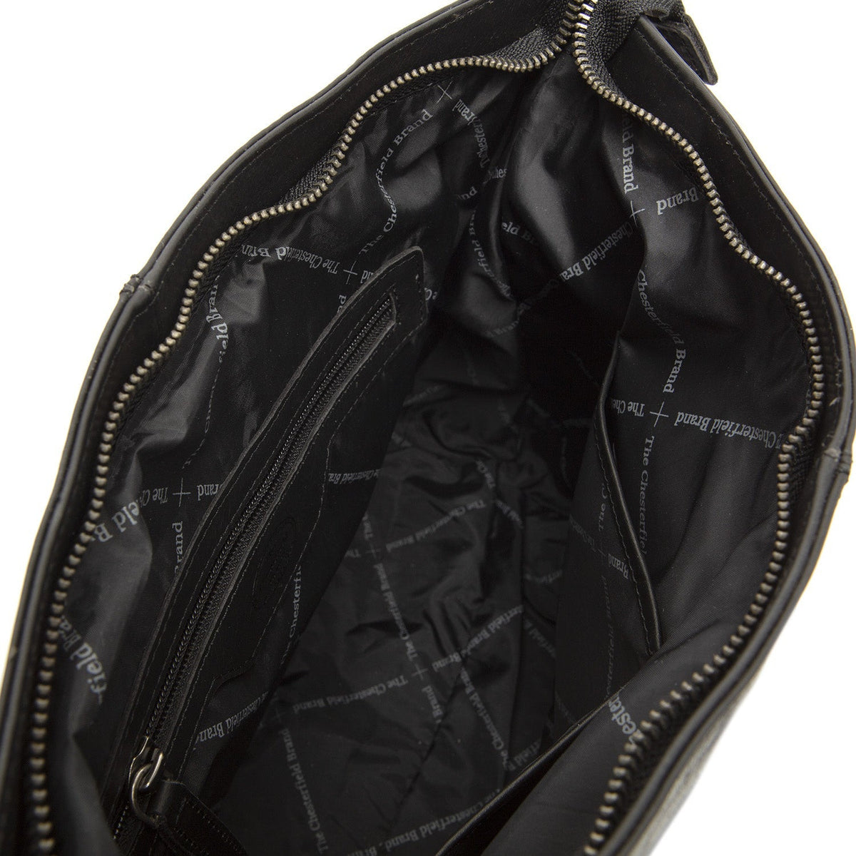 Solid Antique Brass Hardware &amp; Heavy-Duty Dual Zipper Detail on Amelia Full-Grain Leather Shoulder Bag Naisille
