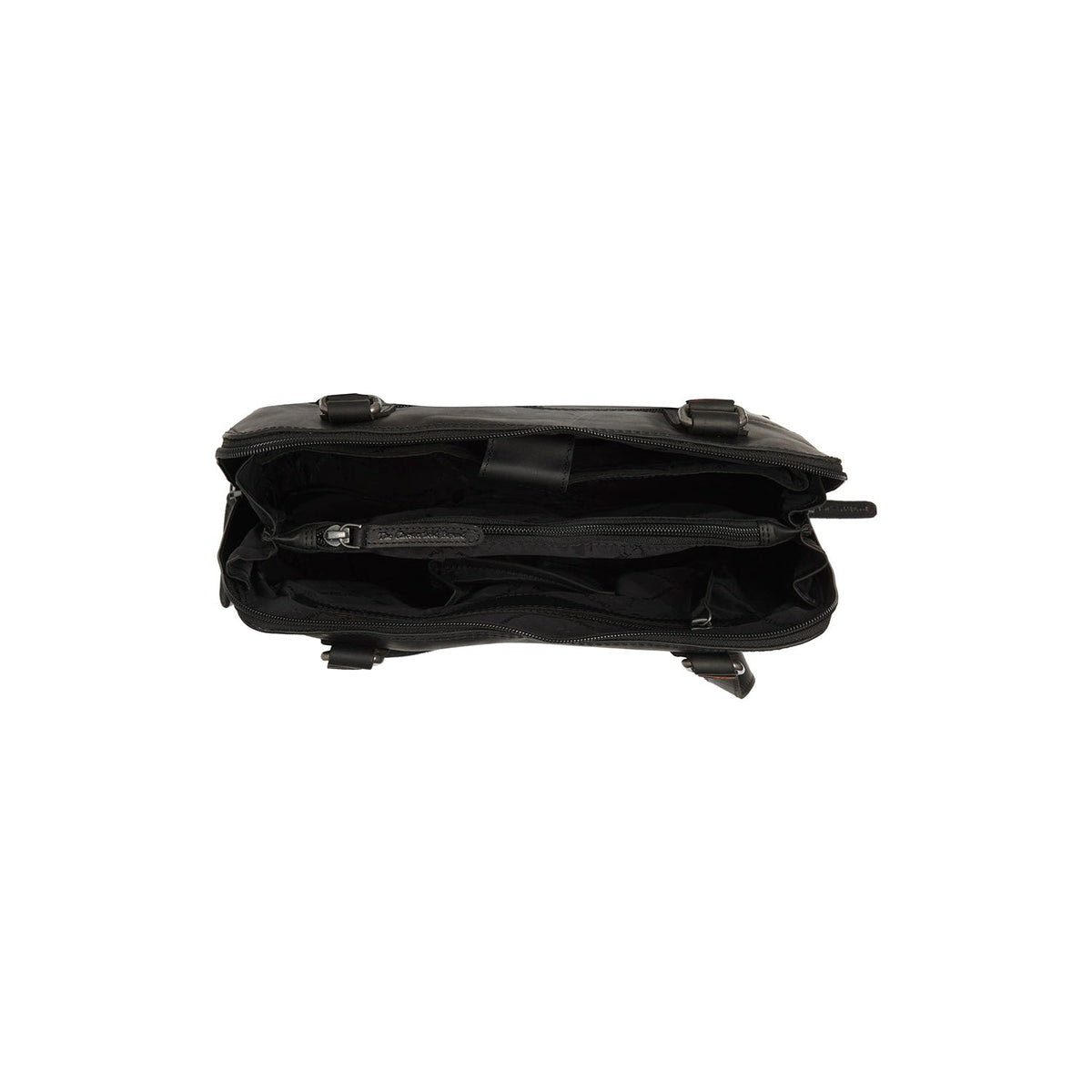 Solid Antique Brass Hardware &amp; Heavy-Duty Dual Zipper Detail on Belgrado Full-Grain Leather Shoulder Bag Naisille