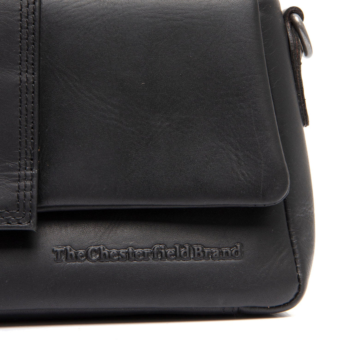 Solid Antique Brass Hardware &amp; Heavy-Duty Dual Zipper Detail on Clifden Full-Grain Leather Shoulder Bag Naisille