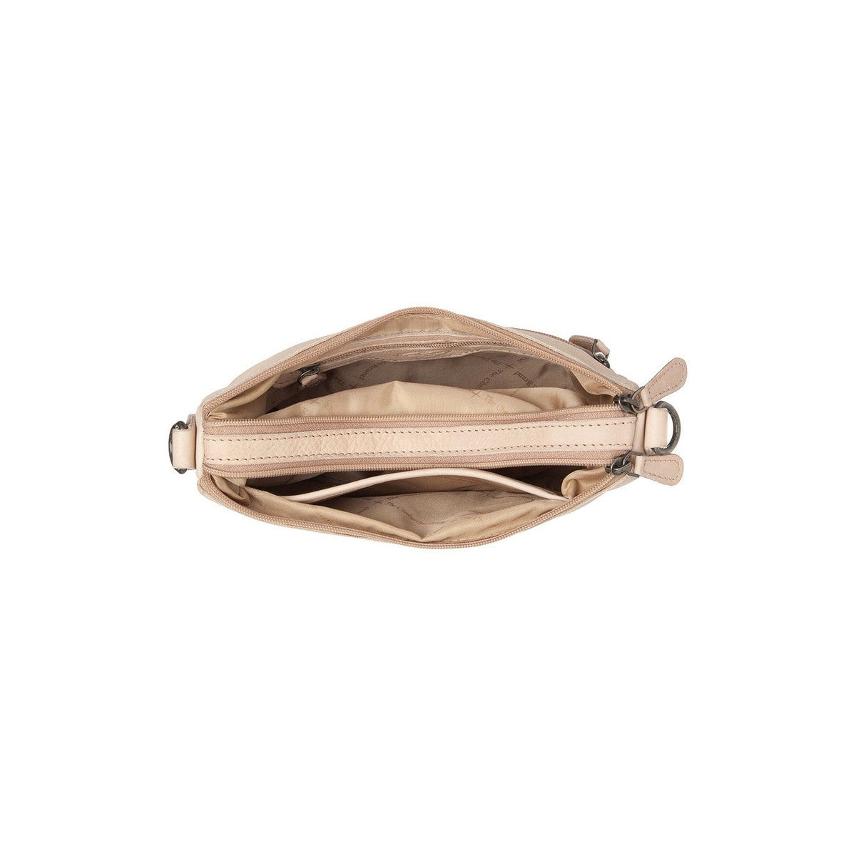 Solid Antique Brass Hardware &amp; Heavy-Duty Dual Zipper Detail on Irving Full-Grain Leather Shoulder Bag Naisille