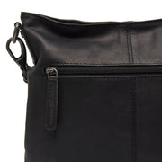 Solid Antique Brass Hardware &amp; Heavy-Duty Dual Zipper Detail on Jen Full-Grain Leather Shoulder Bag Naisille