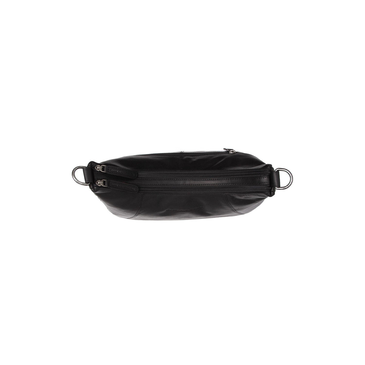 Solid Antique Brass Hardware &amp; Heavy-Duty Dual Zipper Detail on Marle Full-Grain Leather Shoulder Bag Naisille