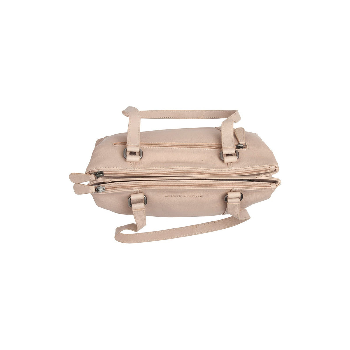 Solid Antique Brass Hardware &amp; Heavy-Duty Dual Zipper Detail on Marvos Full-Grain Leather Shoulder Bag Naisille
