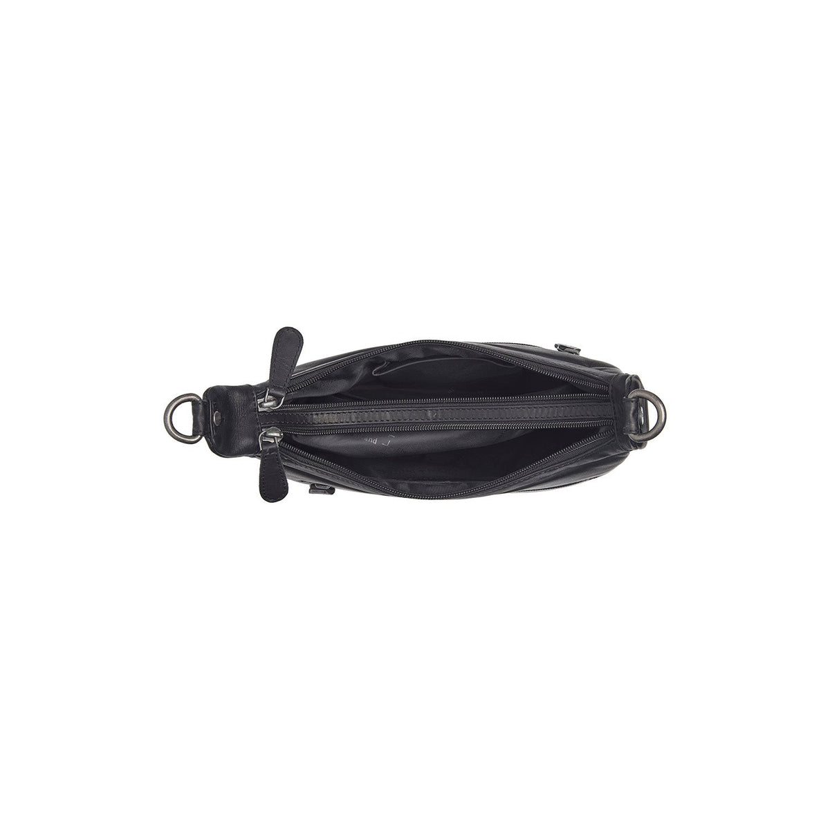 Solid Antique Brass Hardware &amp; Heavy-Duty Dual Zipper Detail on Mirave Full-Grain Leather Shoulder Bag Naisille