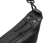 Moneva Full-Grain Leather Shoulder Bag Naisille - Structured Side Profile Showing Gusset Depth &amp; Expansion Capacity