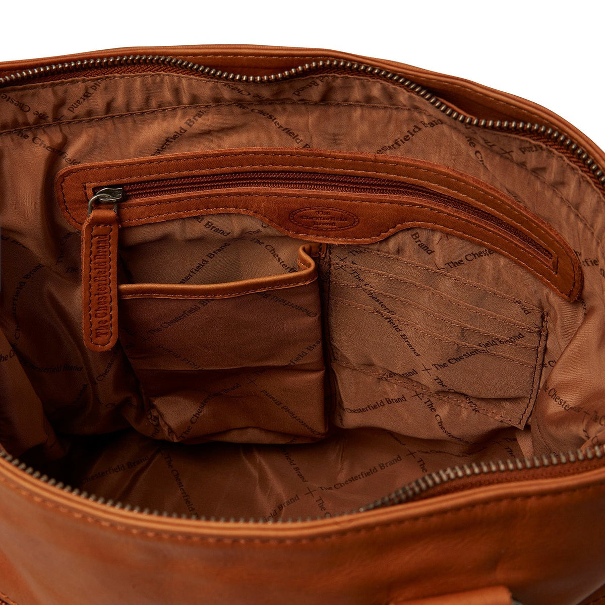 Solid Antique Brass Hardware &amp; Heavy-Duty Dual Zipper Detail on Rome Full-Grain Leather Shoulder Bag Naisille