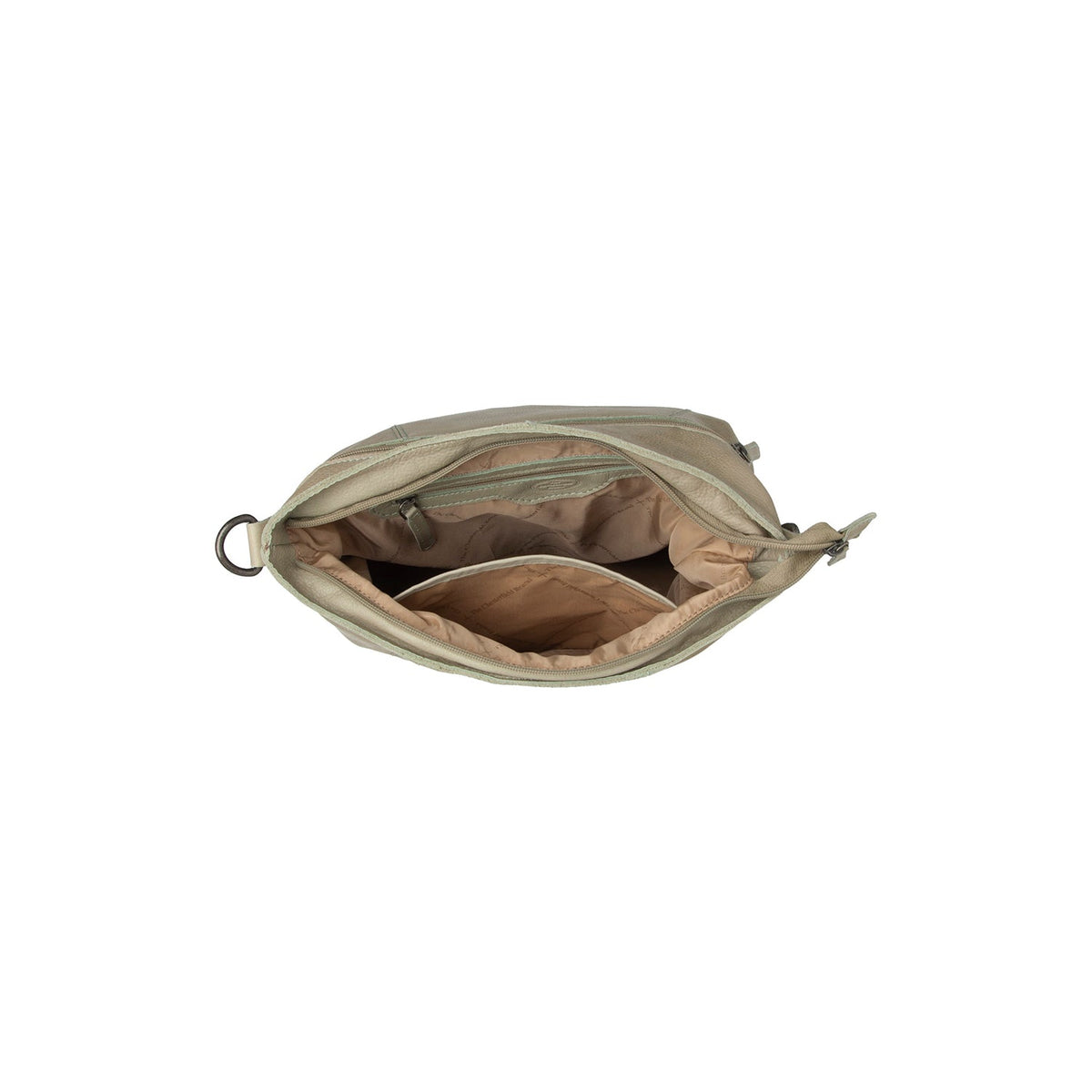 Solid Antique Brass Hardware &amp; Heavy-Duty Dual Zipper Detail on Sintra Full-Grain Leather Shoulder Bag Naisille